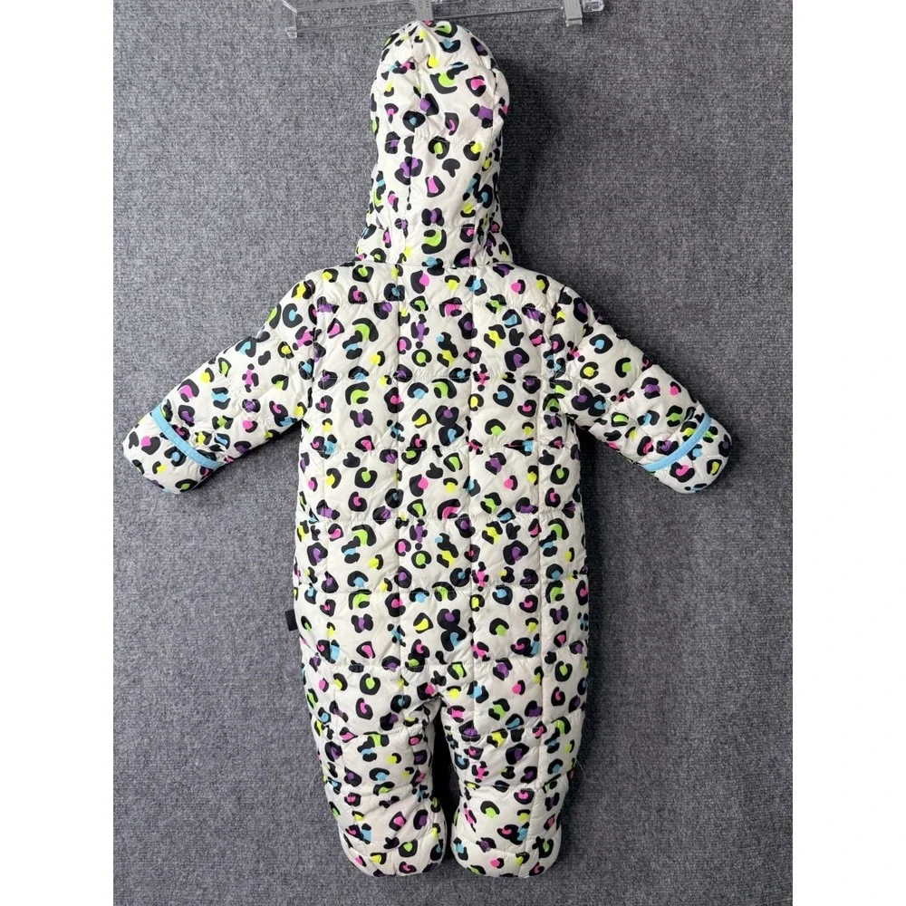 Spyder Snowsuit Infant 9/12M White Multicolor Leopard Hooded One Piece‎ Bunting